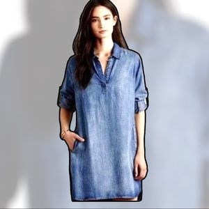 Anthro Cloth & Stone Chambray Elena Tunic Shirt Dress Sz S